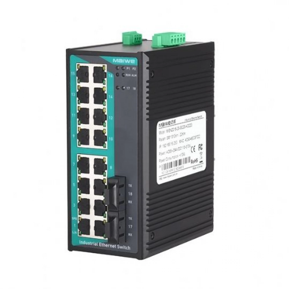 MIEN2218-2F, 2x100M Fiber, 16x100M RJ45 Layer2 Switch