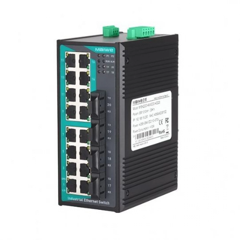 MIEN2220-4F, 4x100M Fiber, 16x100M RJ45 Layer2 Switch