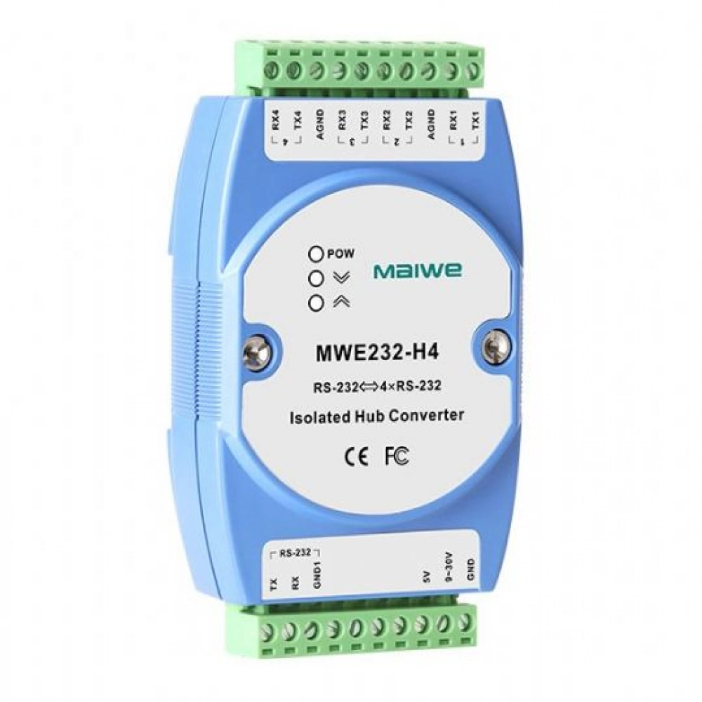 MWE232-H4, 1xRS232 den 4xRS232 ye, İzolasyonlu HUB